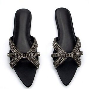 Beaded Black Sandals